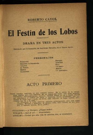 El festín de los lobos : drama en tres actos