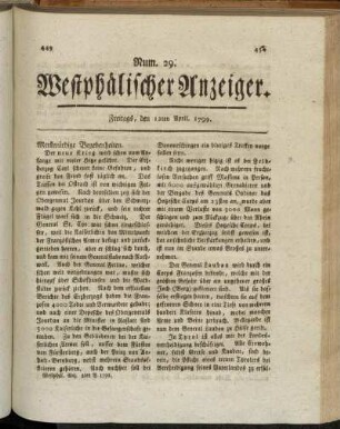 Num. 29. Freitags, den 12ten April. 1799