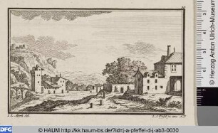 Landschaft mit Burg auf einem Hügel