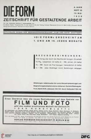 Heft 10 (15. Mai 1929)