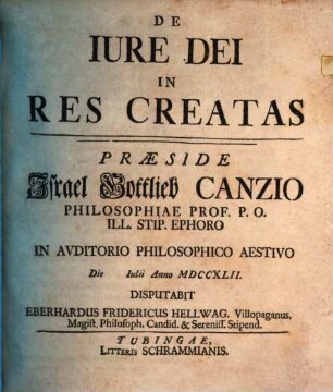 De iure Dei in res creatas