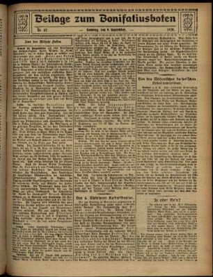 Zweite Ausgabe vom Sonntag, den 09. September 1928.