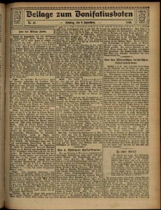 Zweite Ausgabe vom Sonntag, den 09. September 1928.