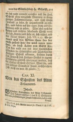 Cap. XI. Von den Schriften des Alten Testaments.