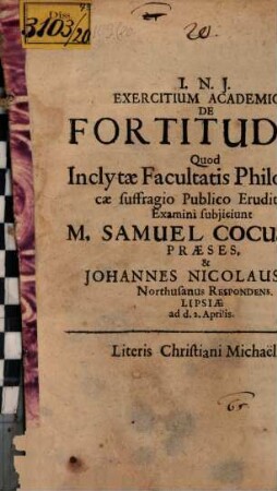 Exercitium Academicum De Fortitudine