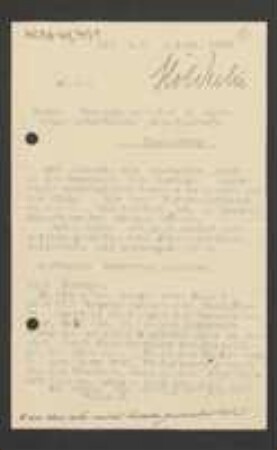Brief von Oscar Hölderlin an Unbekannt