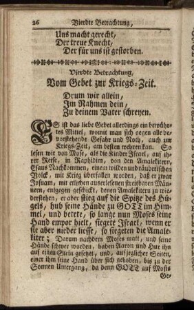 Viertde Betrachtung, Vom Gebet zur Kriegs-Zeit.