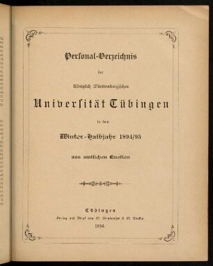 Studierendenverzeichnis 1894/95