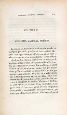 Chapitre IX. Naissances, mariages, obsèques