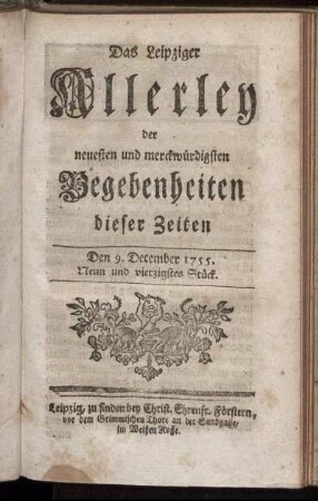 Den 9. December 1755. Neun und vierzigstes Stück.