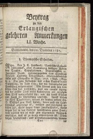 LI. Woche. Sonnabends, den 22. December. 1787.