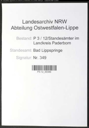 Sterberegister Standesamt Bad Lippspringe