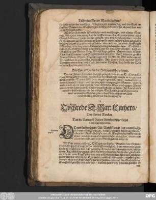 II. Tischrede D. Mar: Luthers/ Von Gottes Wercken.