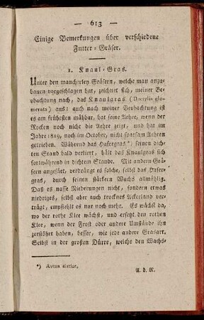 Einige Bemerkungen über verschiedene Futter-Gräser