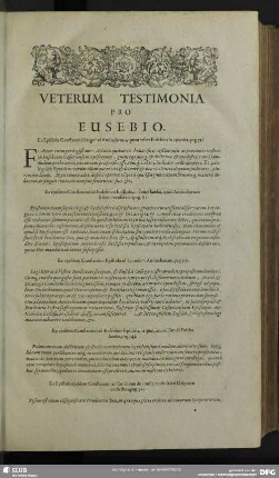 Veterum Testimonia Pro Eusebio