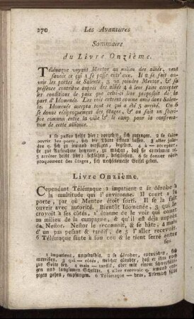 Sommaire du Livre Onzième. - Livre Douzième.