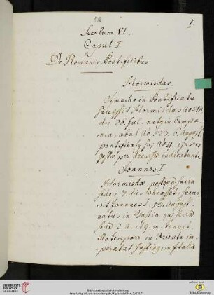 Seculum VI. Caput I De Romanis Pontificibus Hormisdas.