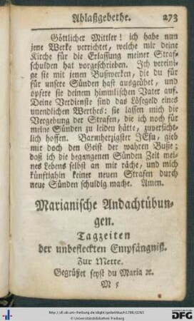 Marianische Andachtübungen.
