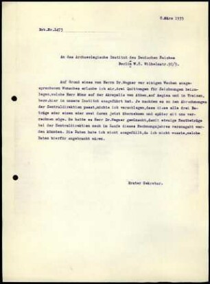 G. Karo an DAI Zentrale
