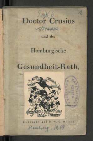 Doctor Crusius und der Hamburgische Gesundheit-Rath