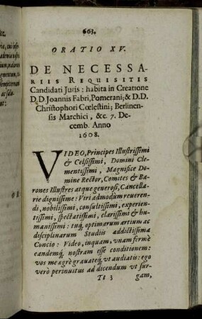 Oratio XV. De Necessariis Requisitis [...]