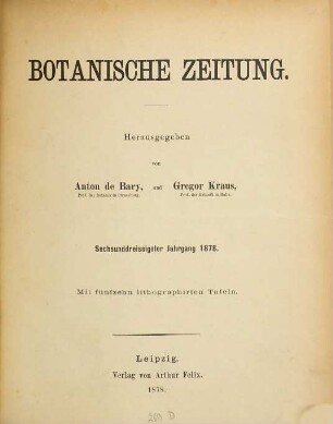 Botanische Zeitung. 36. 1878
