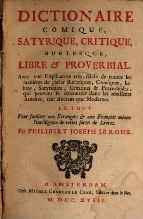 Dictionnaire comique, satirique ...