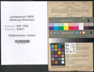 Entnazifizierung Hubert Radermacher , geb. 24.01.1910 (Kaufmann)