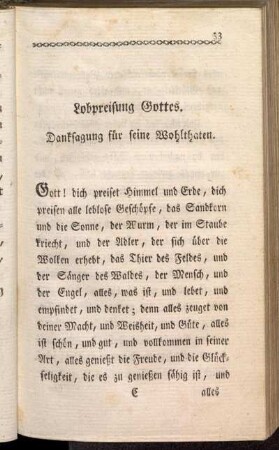 Lobpreisung Gottes. Danksagung für seine Wohlthaten.