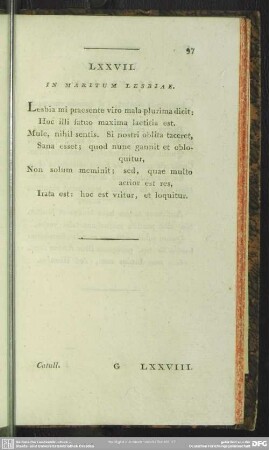 LXXVII. In Maritum Lesbiae