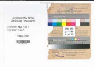 Entnazifizierung Karl Pape , geb. 21.03.1889 (Zollbeamter)