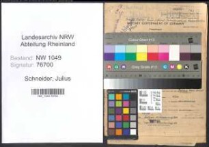 Entnazifizierung Julius Schneider , geb. 19.03.1899 (Angestellter)