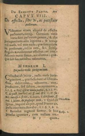 Caput VIII. De effectu, sive vi, ac potestate pactorum.