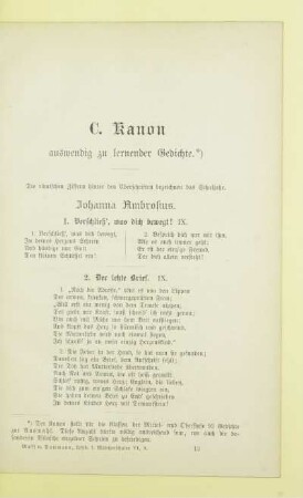 C. Kanon auswendig zu lernender Gedichte