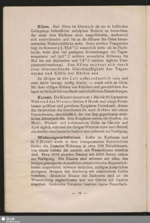 Klima, Kurzeit, Wohnungsverhältnisse