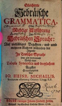 Erleichterte Hebräische Grammatica ...