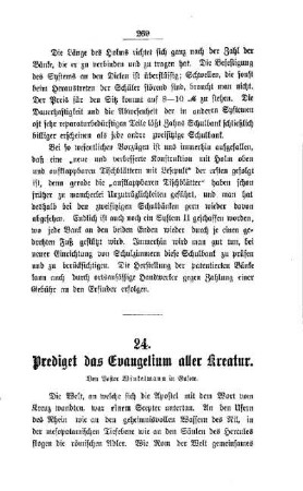 Prediget das Evangelium aller Kreatur