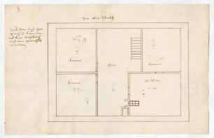 Nr. 3: Oberer Stock mit drei Kammern und Stube (19,5 x 30 cm)