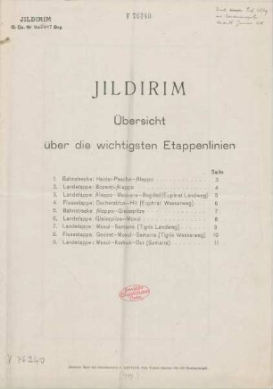 Jildirim : Übersicht über die wichtigsten Etappenlinien
