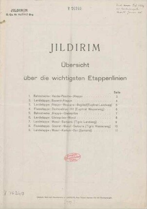 Jildirim : Übersicht über die wichtigsten Etappenlinien