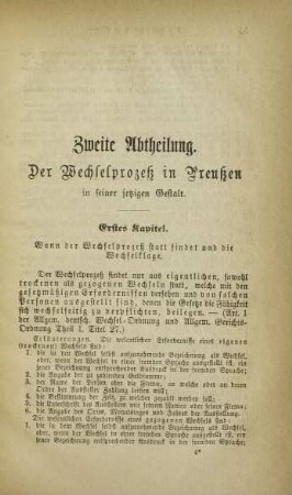 Zweite Abtheilung. Der Wechselprozeß in Preußen in seiner jetzigen Gestalt.