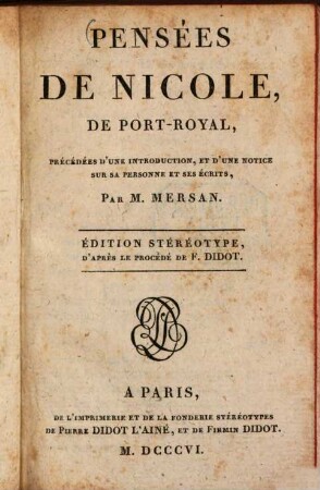 Pensées de Nicole de Port-Royal
