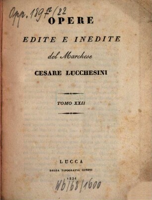 Opere edite e inedite, 22
