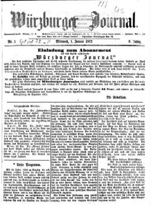 Würzburger Journal. 1862,1/6 = Jg. 8