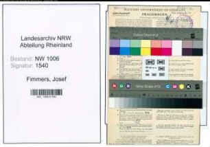 Entnazifizierung Josef Fimmers , geb. 10.03.1916 (Postangestellter)