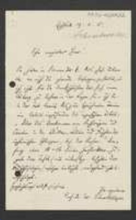 Brief von Joseph Schwertschlager an Unbekannt