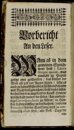 Vorbericht An den Leser.