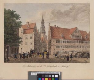 Die Mühlenbrücke und die St. Nicolai-Kirche in Hamburg (Ansichten von Hamburg und der Umgegend ; III,31) (Hamburg's Vergangenheit in bildlichen Darstellungen ; III,31)