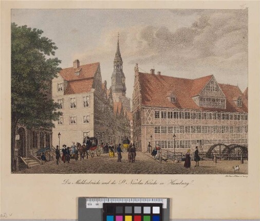 Die Mühlenbrücke und die St. Nicolai-Kirche in Hamburg (Ansichten von Hamburg und der Umgegend ; III,31) (Hamburg's Vergangenheit in bildlichen Darstellungen ; III,31)