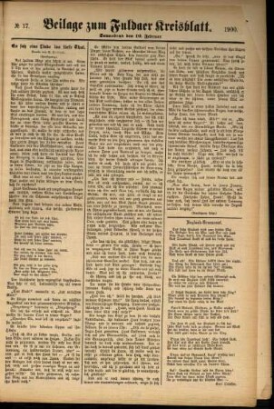 Zweite Ausgabe vom Samstag, den 10. Februar 1900.